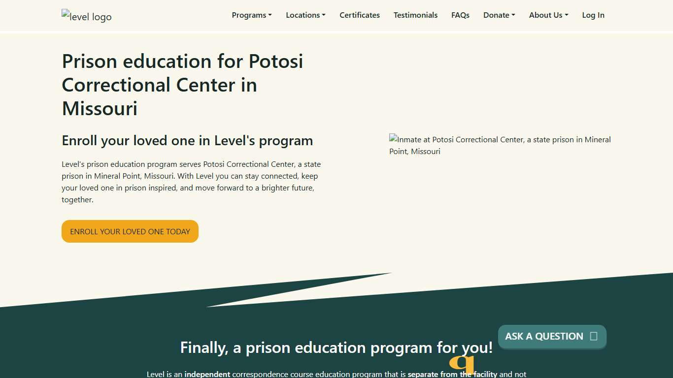 Prison Education For Potosi Correctional Center - Level