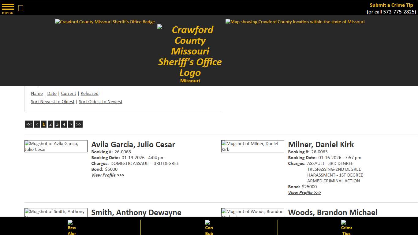 Inmate Roster - Current Inmates Booking Date Descending - Crawford County Sheriff MO