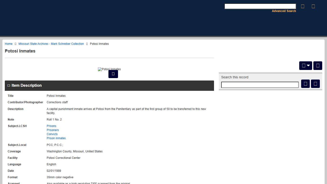 Potosi Inmates - Missouri State Archives - Mark Schreiber Collection - Missouri Digital Heritage Hosted Collections